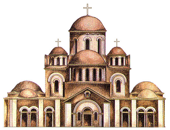 A reconstruction of what the Church of the Dormition A reconstruction of what the Church of the Dormition